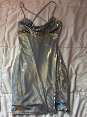 camila formal ruched open back mini dress Camila Formal Ruched Open Back Mini Dress